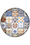 Mira Round Orange Blue Beige Tile Patterned Woven Base Decorative Carpet 5737 - 2