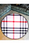 Mira Round Black Red Plaid Patterned Woven Base Decorative Carpet 5740 - 3