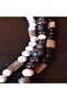 Howlite Onyx Larvikite 3 Row Power Courage and Evil Eye Protection Necklace - 4