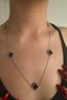 Women's Silver Color Black Color Clover Steel Necklace on Chain