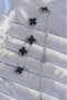 Silver Steel Black Enamel Clover Necklace - for Delicate Neck