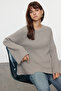 More Sustainable Vizon Geniş Kalıp Peplum Detaylı Pamuklu Triko Kazak TWOAW25KZ00305 - 2