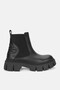 Women's Black Genuine Natural Leather Thick Heel Chelsea Boots & Booties