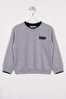 Gray Color Boy's Sweatshirt with Garnished Collar and Sleeves
