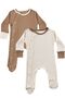 Milky Chocolate Baby Rompers Set 2 Pieces Unisex Organic Cotton Newborn Gift Set