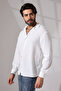 Summer White Linen Aerobin Loose Fit Long Sleeve Men's Shirt - 4