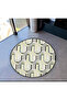 Light Tone Geometric Patterned Round Woven Base Modern Decorative Carpet 6082
