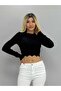 Burma Knitted Bottom Side Zik Zak Cut Detailed Round Collar Thin Knitwear Blouse