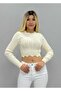 Burma Knitted Bottom Side Zik Zak Cut Detailed Round Collar Thin Knitwear Blouse - 3