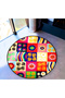 Mira Round Multicolor Patchwork Patterned Woven Base Decorative Carpet 5727