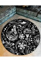 Mira Round Black and White Ethnic Patterned Woven Base Decorative Carpet 5729 - 3