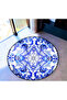 Mira Round Blue White Patterned Woven Base Decorative Carpet 5735 - 2
