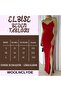 Women's Red Stone Detailed Double Breasted Neckline Deep Slit Maxi Off Shoulder Scuba Fabric Strap Evening Dress - 4