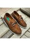Brown Leather Loafer Shoes Metal Buckle Stylish Design Comfortable Green Insole White Insole - 3