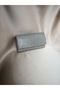 Women's Silver Stone Mini Box Clutch Portfolio Wedding Engagement Special Evening Bag