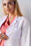 Shirt Collar Medium Length White Women Doctor Teacher Lab Coat - 3