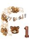 Bear Foil Balloon Coffee 1 Year Old Foil Caramel Birthday Party Set Decoration