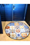 Mira Round Orange Blue Beige Tile Patterned Woven Base Decorative Carpet 5737 - 4