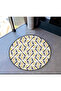 Yellow Gray Theme Geometric Patterned Round Woven Base Modern Decorative Carpet 6089