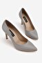 Women's Gray Genuine Leather Thin Heel Stiletto Shoes, Size 35-41 - 2