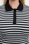 Black-White Striped Polo Neck Fitted/Bodycon Knitted Blouse Tbbaw25Bz00000 - 4