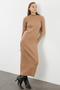Camel Pearl Stone Accessory Knitwear Dress Tctaw25Eb00068 - 2
