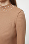 Camel Pearl Stone Accessory Knitwear Dress Tctaw25Eb00068 - 4