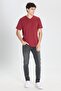 Men's 100% Cotton V-Neck Claret Red Slim Fit Slim Fit T-Shirt - 2