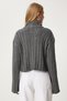 Women's Anthracite Zippered High Collar Knitwear Cardigan Pf00080 - 5