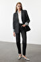 Anthracite Cuff Detailed Woven Blazer Jacket Twoaw25Bc00000