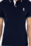 Men's Navy Blue Polo Neck T-Shirt - 6