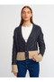 60201 V-Neck Braided Buttoned Knitwear Cardigan-Smoke-Red Beige