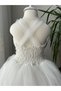White Guipure Detailed Girl's White Evening Dress - 4