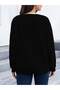 Thick Winter Black Oversize Sweatshirt - Crew Neck, Five Hearts Printed - 6