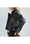 Mila Style Black Belted Leather Jacket - 2