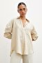 Striped Shirt with Pockets Beige - 4