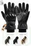 Cold Weather Tactical Gloves Black with Furry Inside Wrist Elastics Protected Military Airsoft Motorcycle