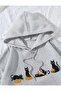Cats Printed Hooded Oversize Sweatshirt Hoodie - 4