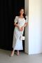 Julidress - Blue and White Floral Print, Square Collar Premium Summer Dress - 4