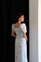Julidress - Blue and White Floral Print, Square Collar Premium Summer Dress - 6