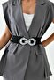 Women's Elastic Black Belt with Snap Buckle Design 1602 - 6