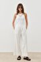 White Poplin Palazzo Trousers - 8