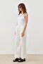 White Poplin Palazzo Trousers - 4