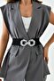 Women's Elastic Black Belt with Snap Buckle Design 1602 - 3