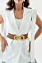 Women's Elastic Brown Belt with Snap Buckle Design 1602 - 6