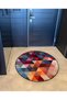 Mira Round Multicolored Triangle Patterned Woven Base Decorative Carpet 5763 - 4