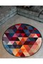 Mira Round Multicolored Triangle Patterned Woven Base Decorative Carpet 5763 - 3