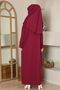 Easy to Wear One-Piece Prayer Dress Claret Red - 3
