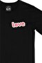 Pink Love Printed Pocket Logo Design Black T-shirt - 2
