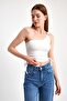 One-Shoulder Buckle Lace- Buckled Cropped - 3